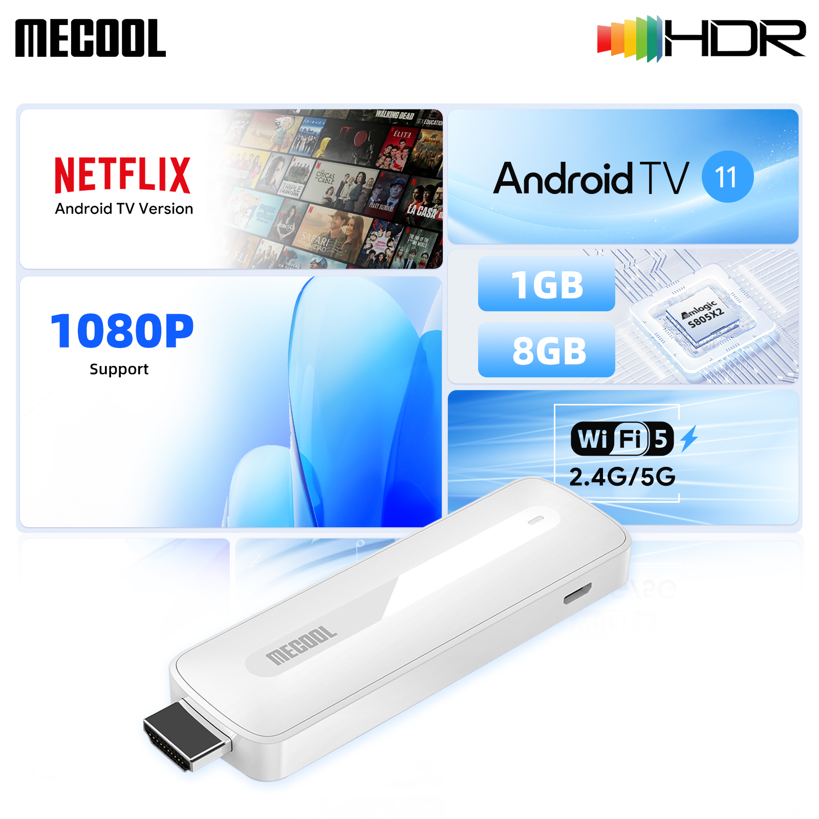 Home Cinema Media Player - MECOOL KD5 TV Stick with 1G