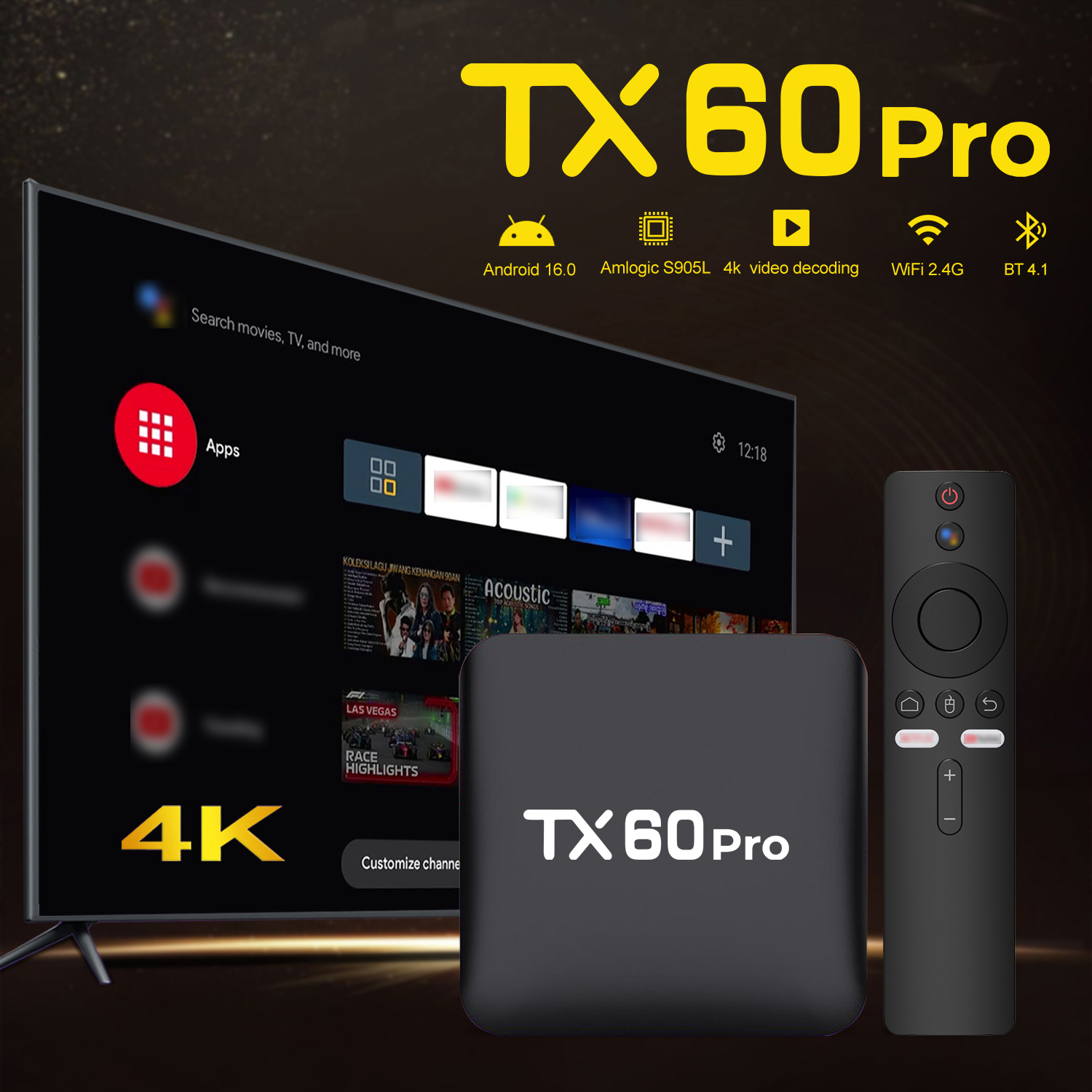 Home Cinema Media Player - Velec Android 16 TV Box 16+256GB