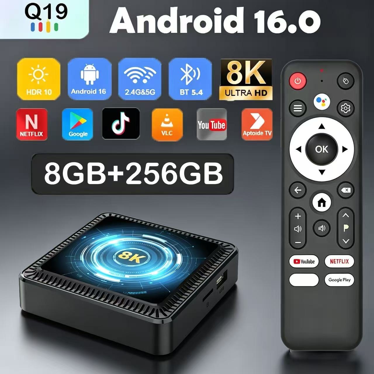 Home Cinema Media Player - Android 16 TV Box Q19 8K