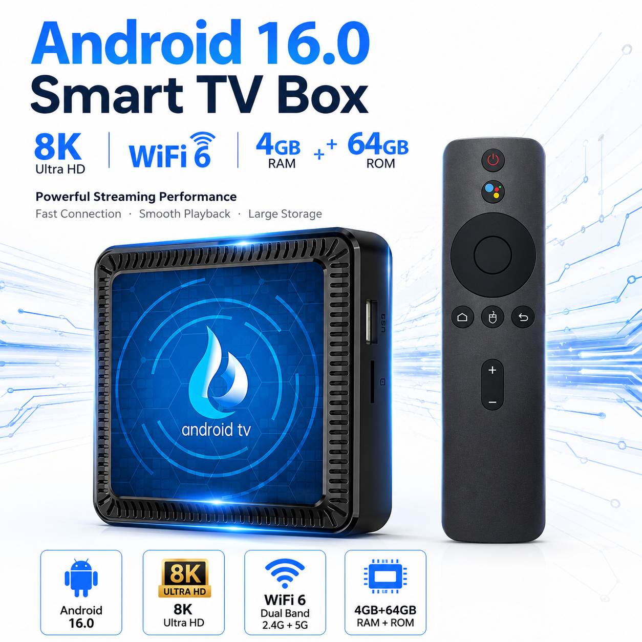 Android 16.0 TV Box 8K Ultra H - Home Cinema Media Player 评论和价格