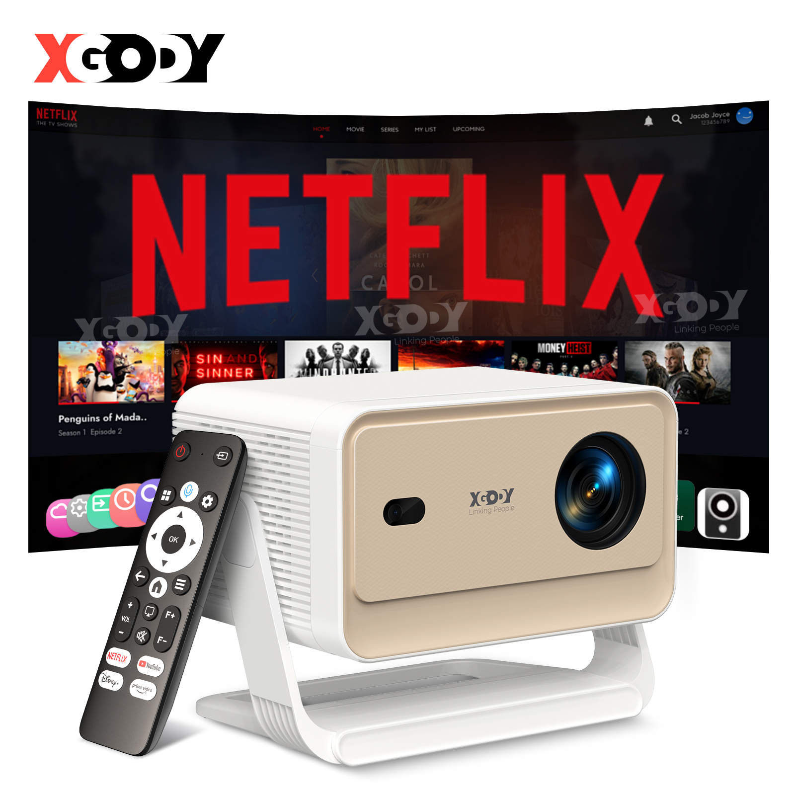 XGODY Projector N6/N6 Pro Netf - Home Cinema Led Projector 评论和价格