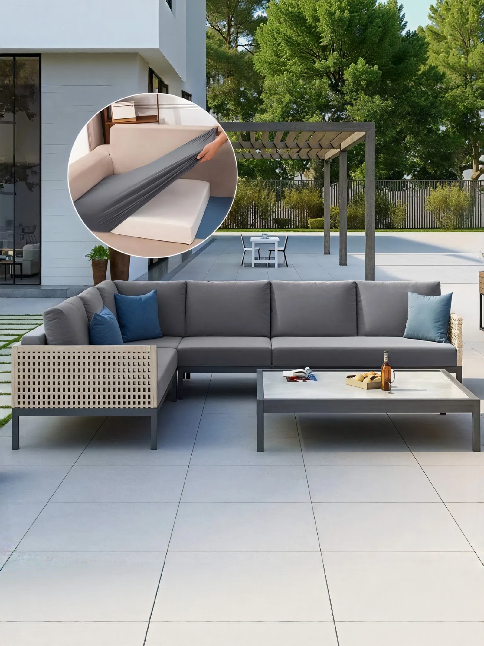 1pc Outdoor solid-color milk s - Recliner Sofa Cover 评论和价格