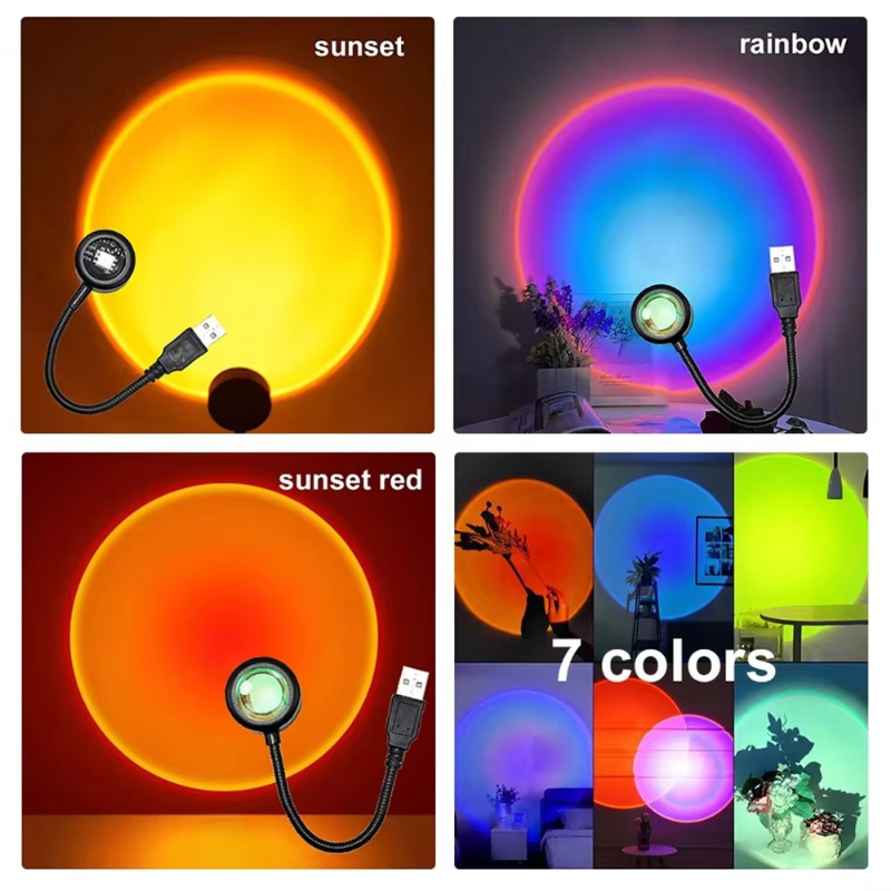 1-4pcs Sunset Lamp LED Rainbow - Home Cinema Led Projector 评论和价格