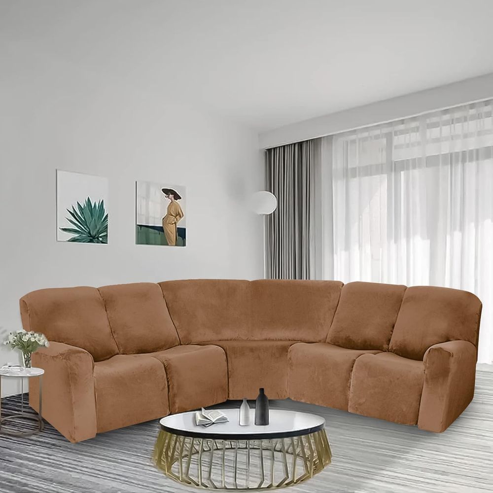 7-Piece L-Shaped Sectional Rec - Recliner Sofa Cover 评论和价格