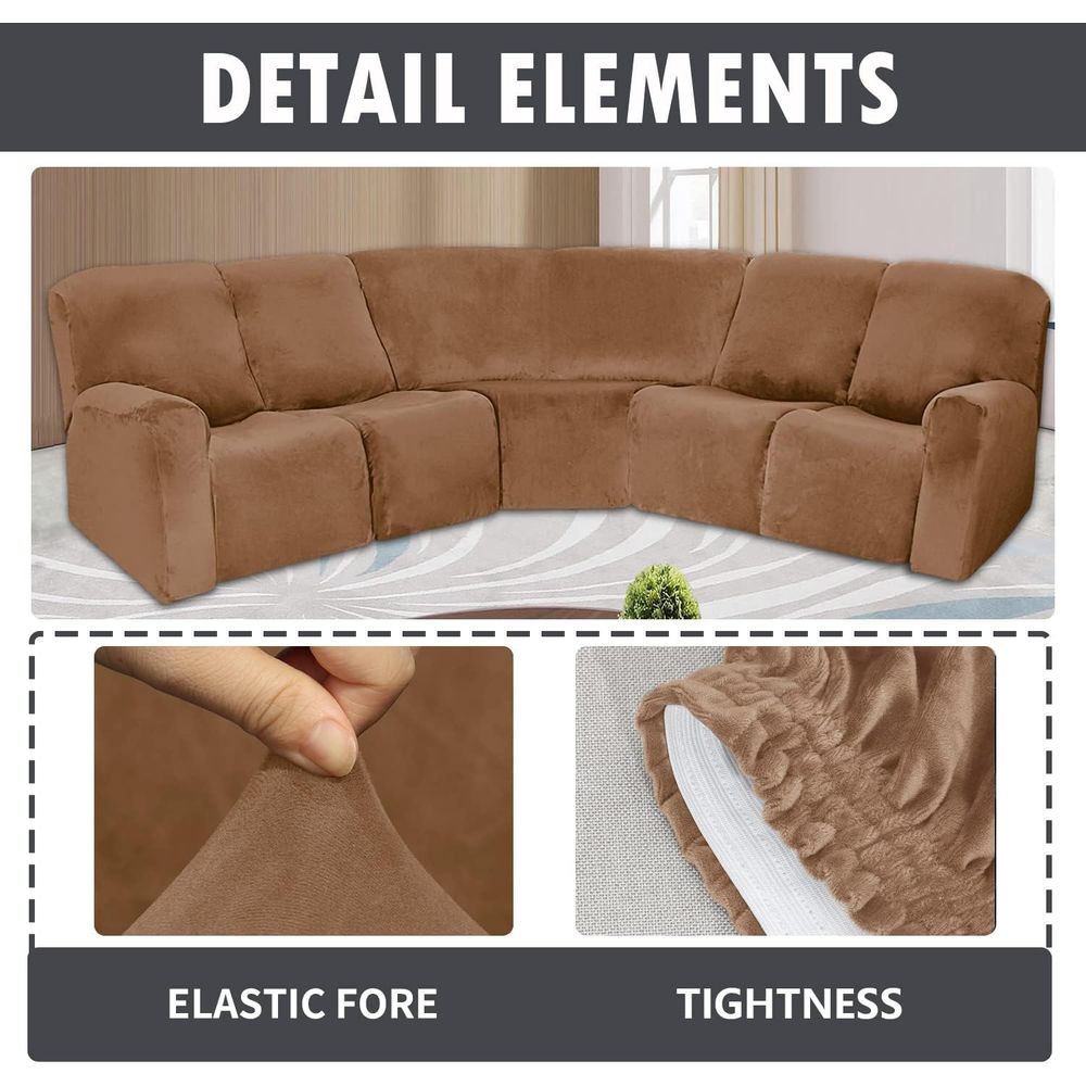 7-Piece L-Shaped Sectional Rec - Recliner Sofa Cover 评论和价格