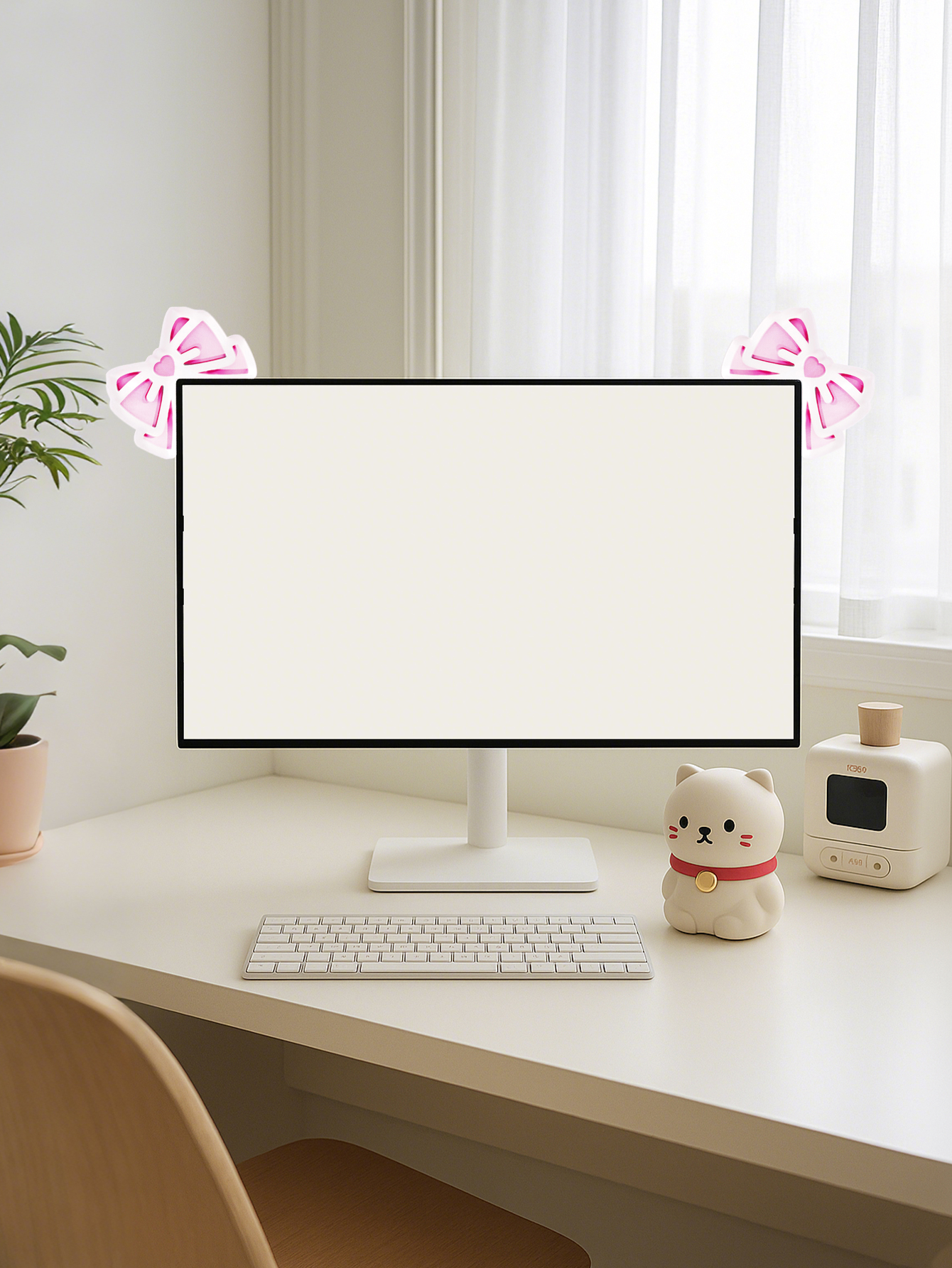 Kawaii Bow Monitor Decor Pink  - Home Cinema Pc 评论和价格